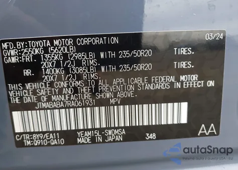 2024 Subaru Solterra Limited z USA, uszkodzony, nr VIN JTMABABA7RA061931